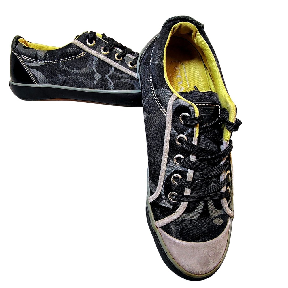 Coach Barrett P547 Womens Signature C Black Grey Canvas Sneakers Size‎ 7B